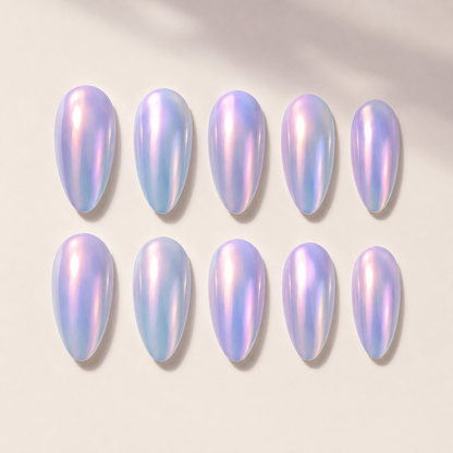 Aurora Pearl Almond press-on nails