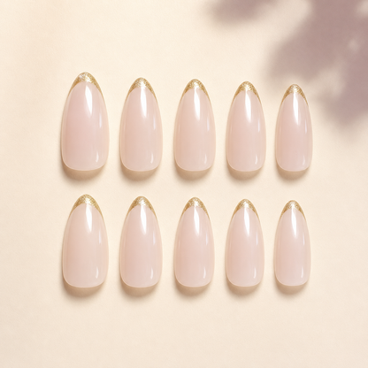 Champagne Crescent Almond press-on nails