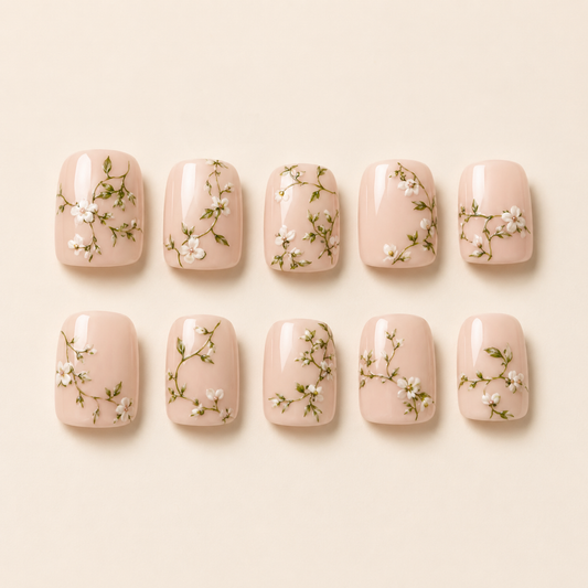 Garden Letter Square press-on nails