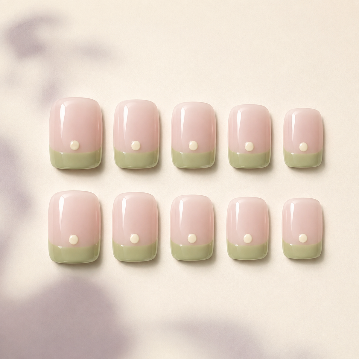 Pistachio French Square press-on nails