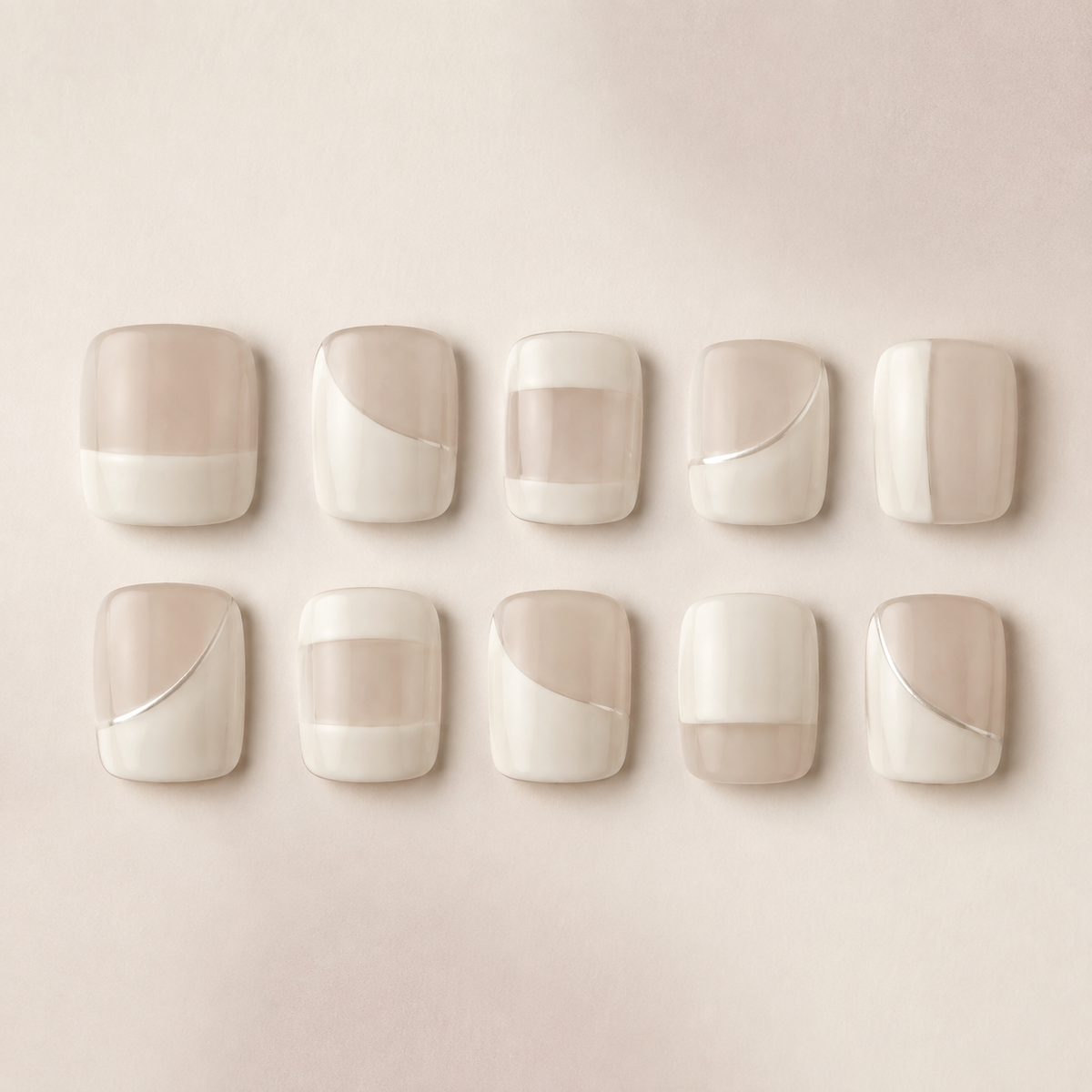 Porcelain Pause Square press-on nails