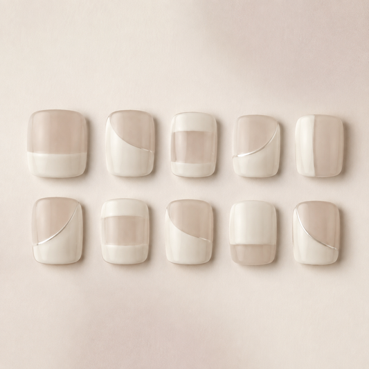 Porcelain Pause Square press-on nails