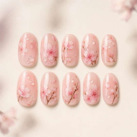 Sakura Dew Oval press-on nails