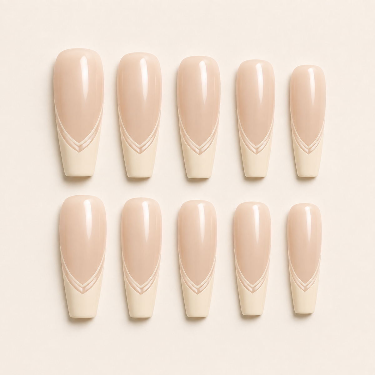 Vanilla Outline Coffin press-on nails